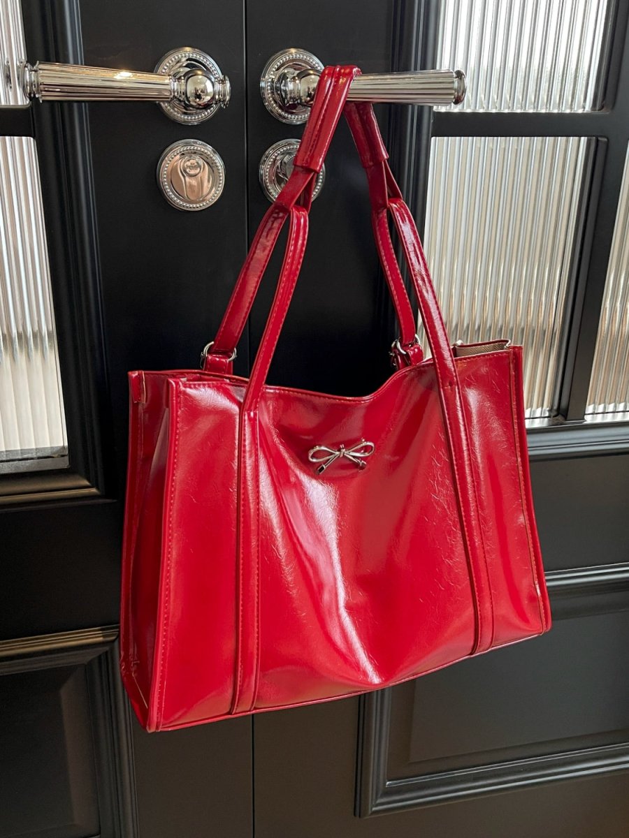 PU Leather Bow Shoulder Bag - S. M. & Co.