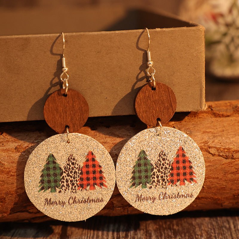 PU Leather Christmas Tree Earrings - S. M. & Co.