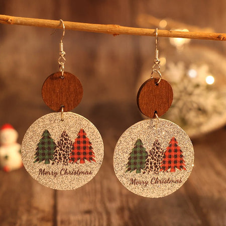 PU Leather Christmas Tree Earrings - S. M. & Co.