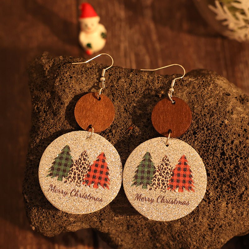 PU Leather Christmas Tree Earrings - S. M. & Co.