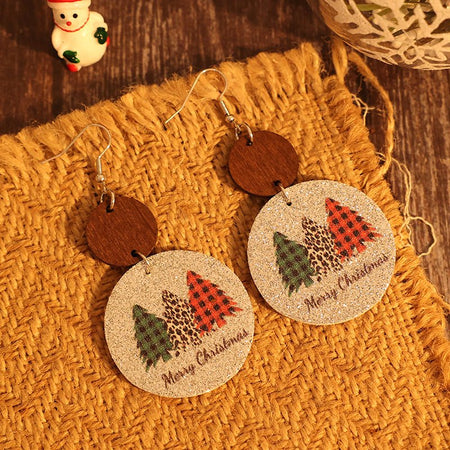 PU Leather Christmas Tree Earrings - S. M. & Co.