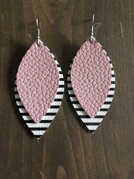 PU Leather Leaf Dangle Earrings - S. M. & Co.