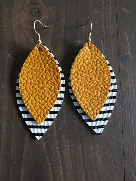 PU Leather Leaf Dangle Earrings - S. M. & Co.