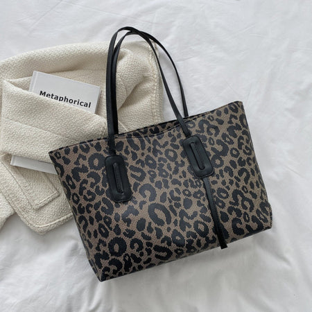 PU Leather Leopard Tote Bag - S. M. & Co.