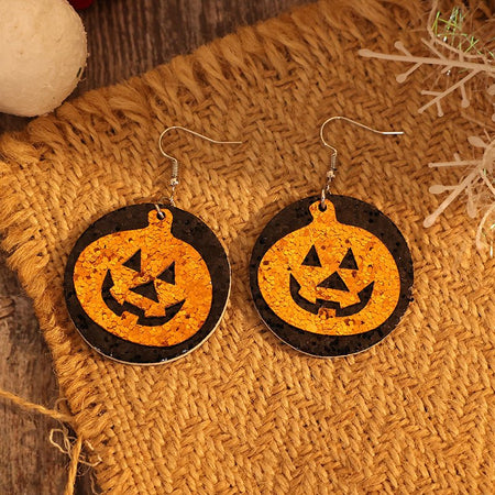 PU Leather Pumpkin Earrings - S. M. & Co.