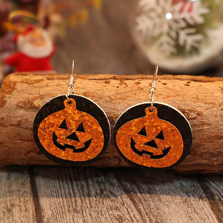 PU Leather Pumpkin Earrings - S. M. & Co.