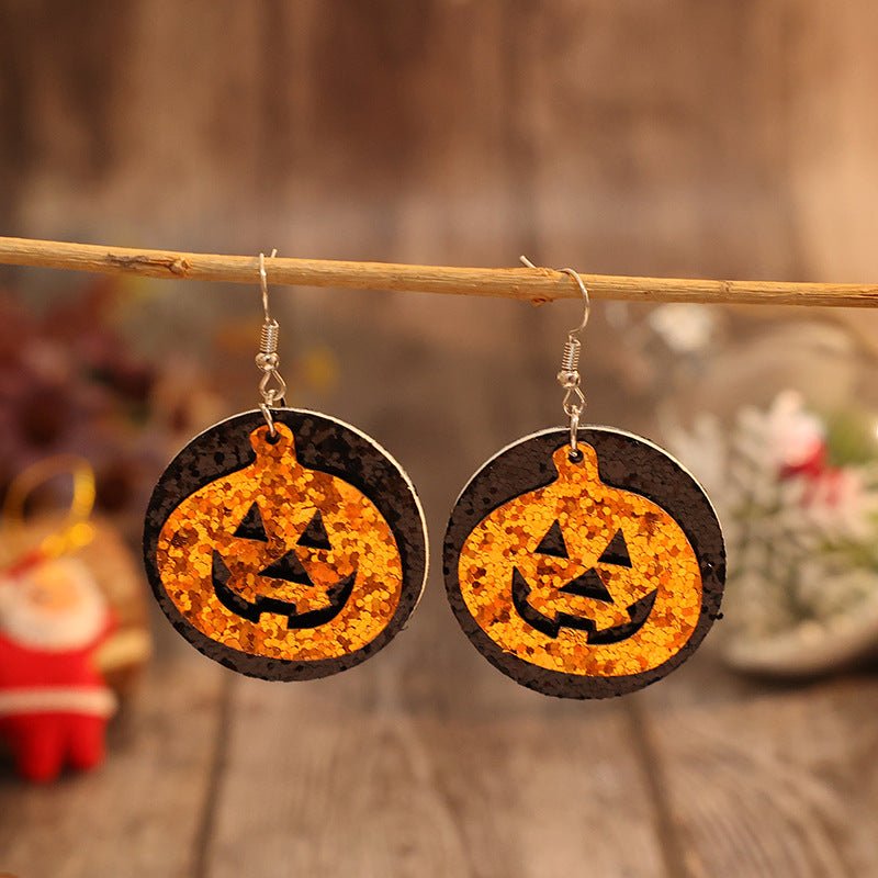 PU Leather Pumpkin Earrings - S. M. & Co.