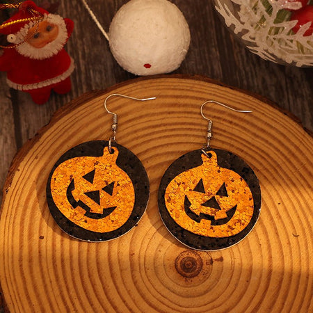 PU Leather Pumpkin Earrings - S. M. & Co.