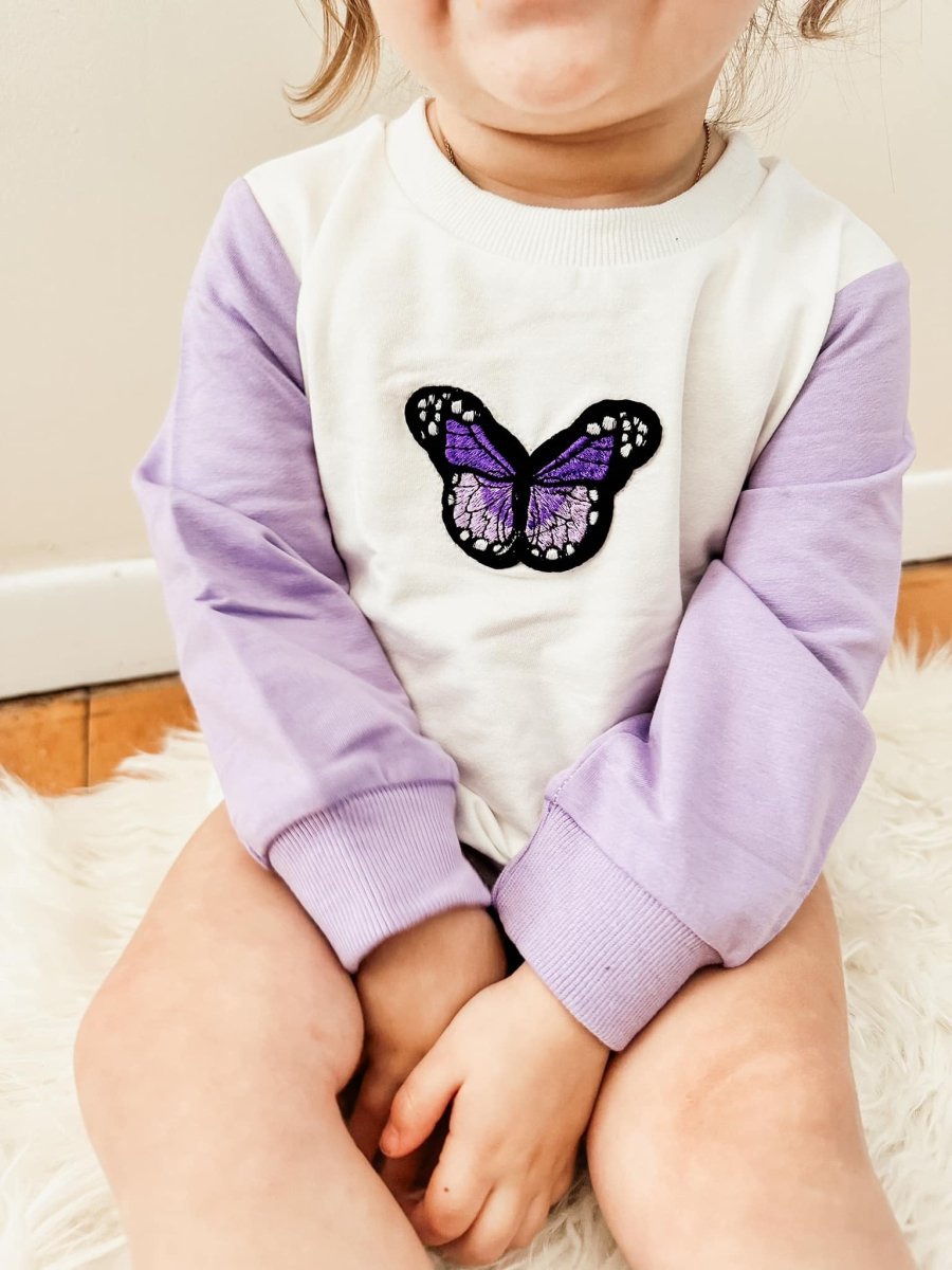 Purple Embroidered Butterfly Romper - S. M. & Co.