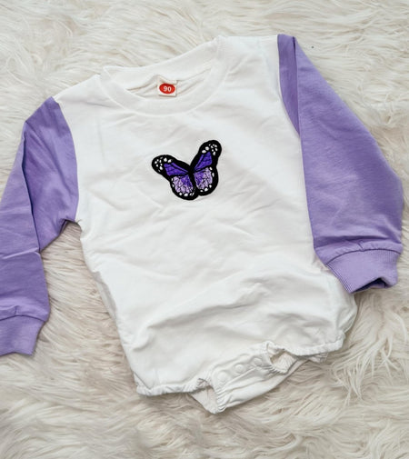 Purple Embroidered Butterfly Romper - S. M. & Co.