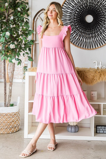 Reborn J Ruffled Sleeveless Tiered Midi Dress - AnAs Market