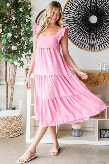 Reborn J Ruffled Sleeveless Tiered Midi Dress - AnAs Market