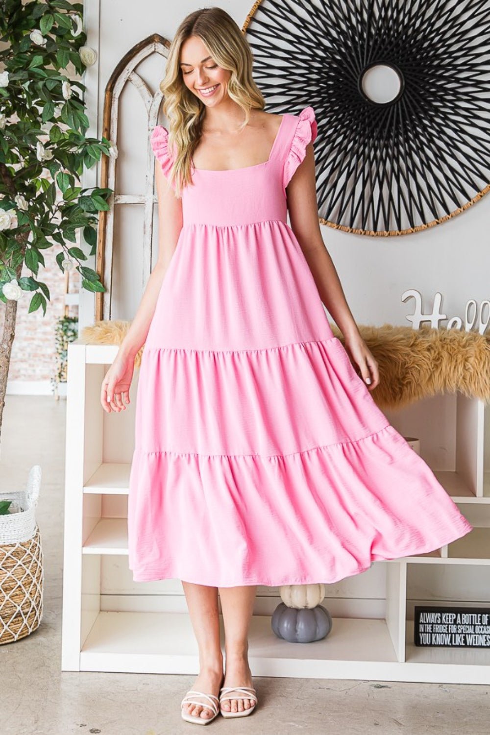 Reborn J Ruffled Sleeveless Tiered Midi Dress - AnAs Market