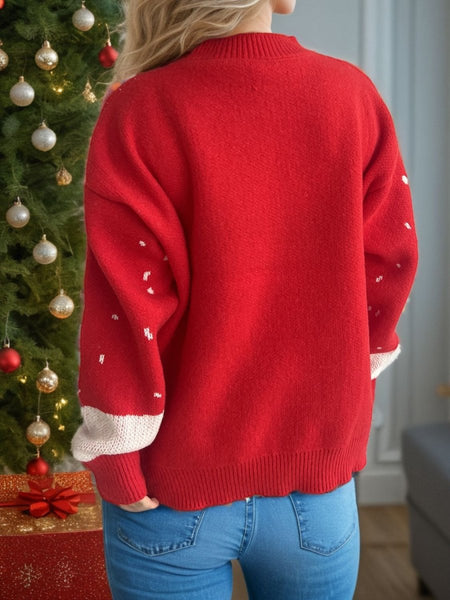 Reindeer Mock Neck Long Sleeve Sweater - S. M. & Co.