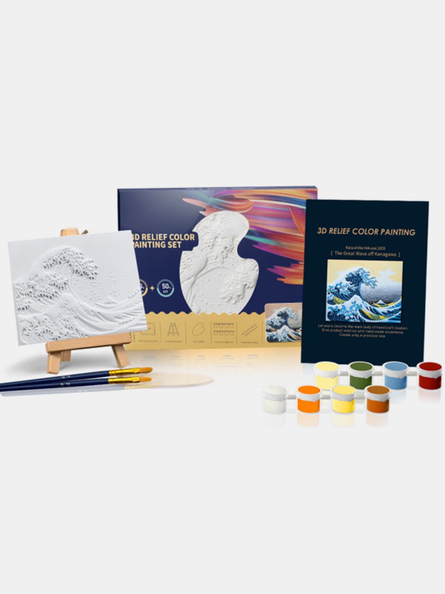 Relief The Great Wave off Kanagawa DIY 3D Oil Painting Kit - S. M. & Co.