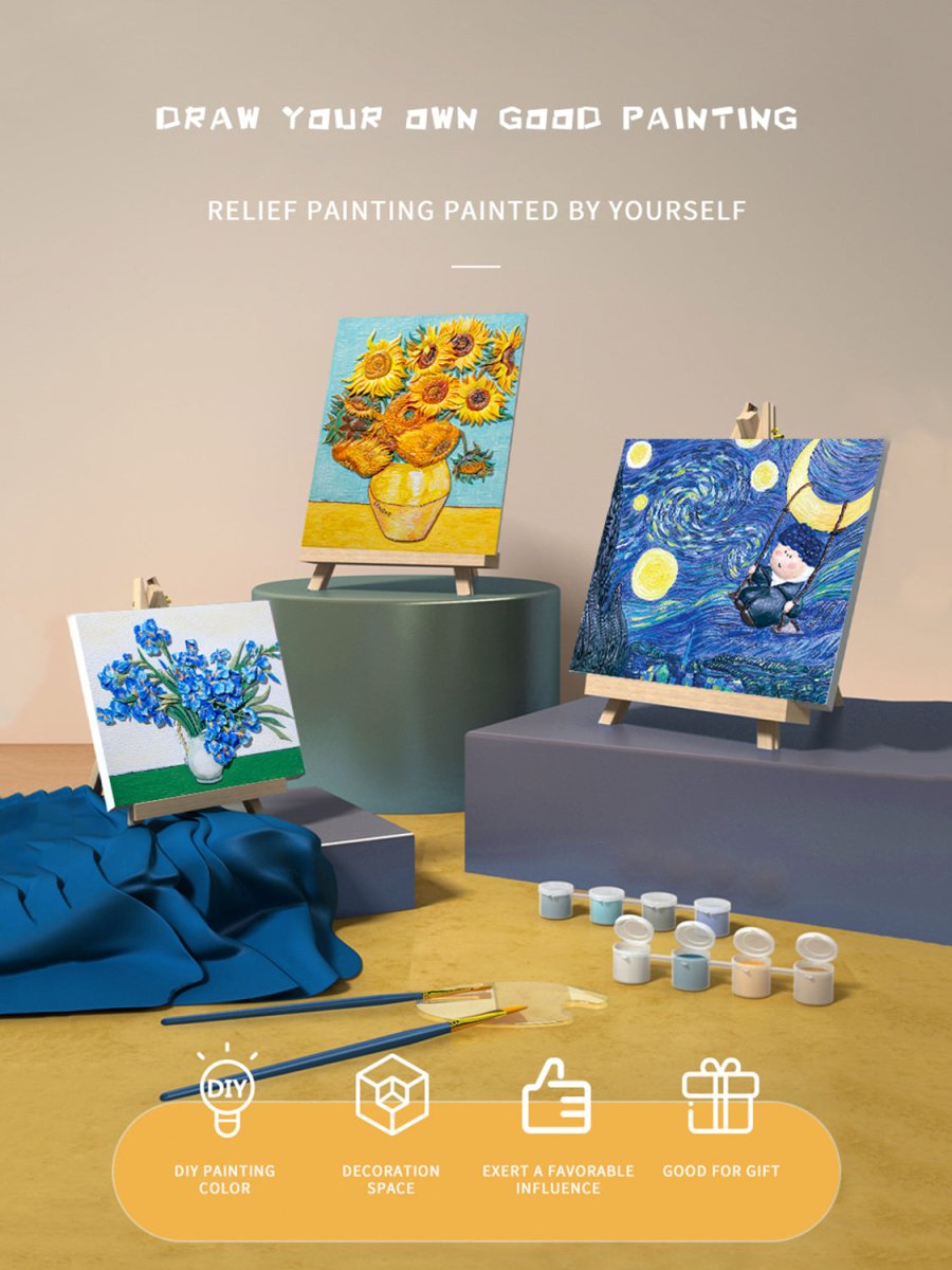 Relief Van Gogh's Starry Night DIY 3D Oil Painting Kit - S. M. & Co.