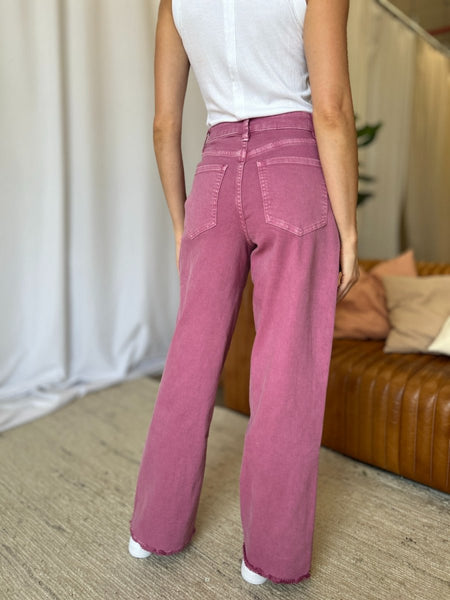 RFM Full Size High Rise Garment Dye Wide Leg Jeans - S. M. & Co.