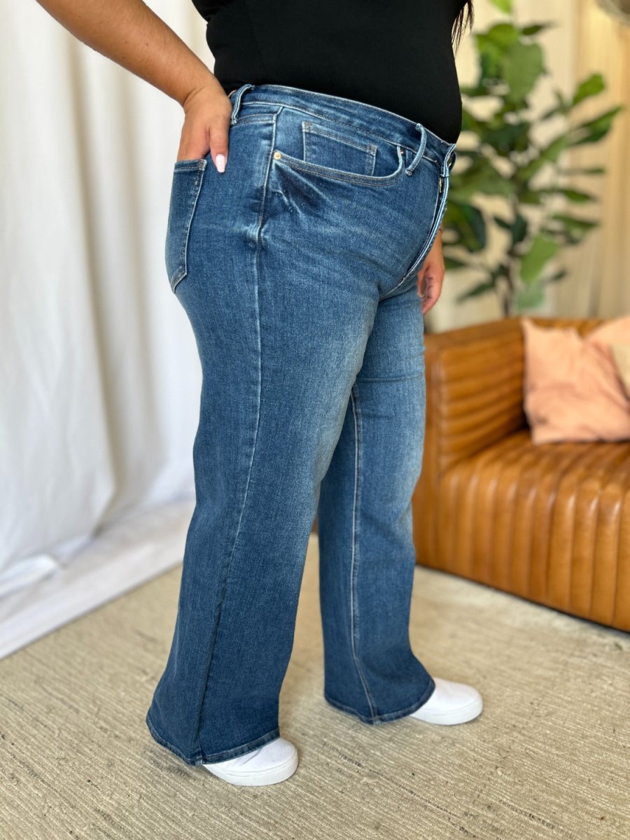 RFM Full Size High Rise Tummy Control Wide Leg Jeans - S. M. & Co.