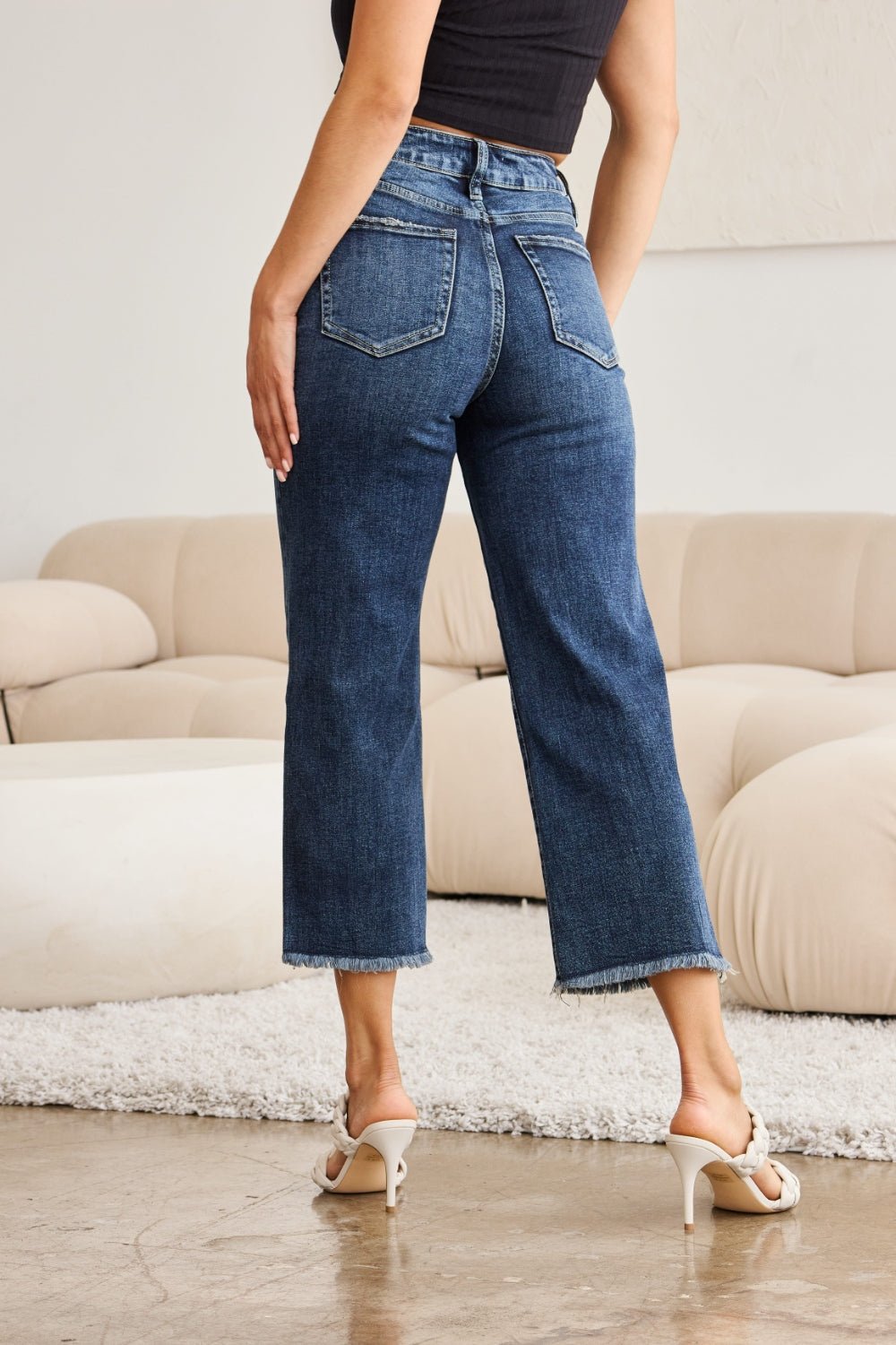 RFM Full Size Tummy Control High Waist Raw Hem Jeans - AnAs Market