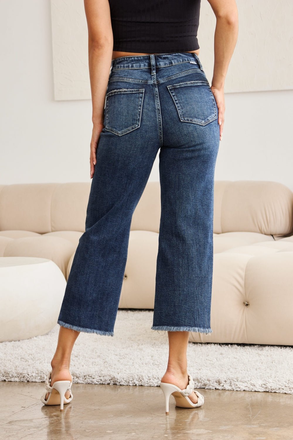 RFM Full Size Tummy Control High Waist Raw Hem Jeans - AnAs Market