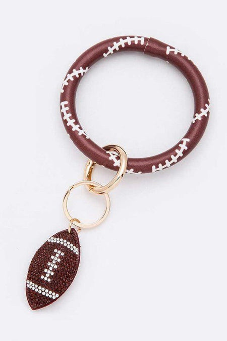 Rhinestone Football Bracelet Key Chain - S. M. & Co.