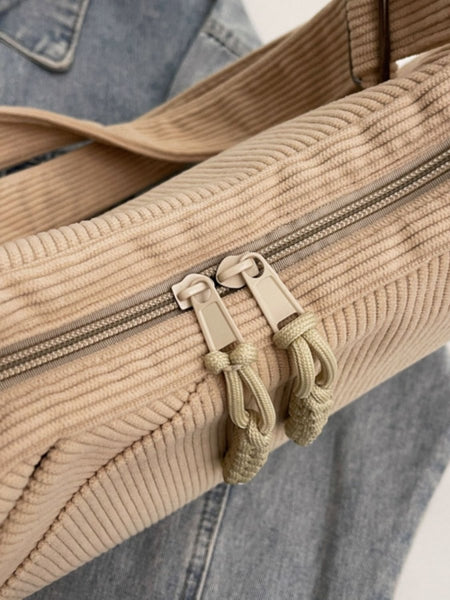 Ribbed Adjustable Strap Shoulder Bag - S. M. & Co.