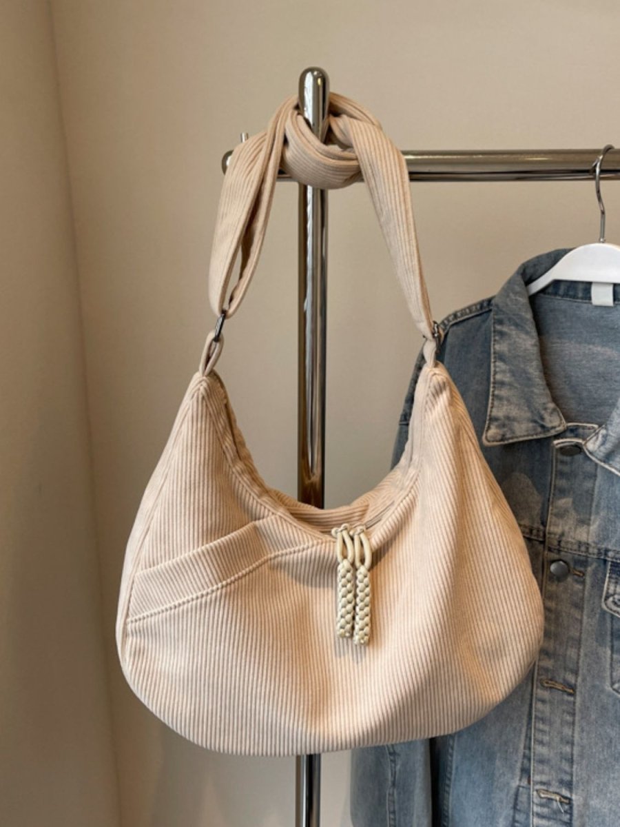 Ribbed Adjustable Strap Shoulder Bag - S. M. & Co.