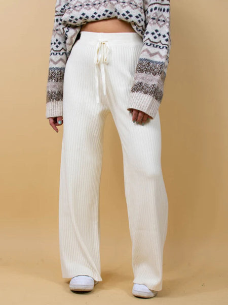 Ribbed Wide Leg Sweater Pants - S. M. & Co.