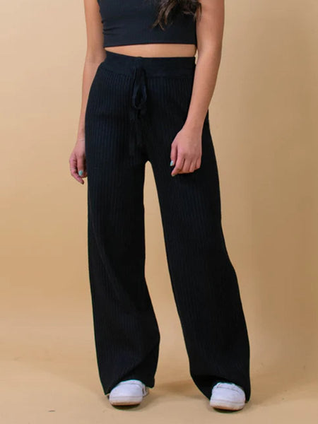 Ribbed Wide Leg Sweater Pants - S. M. & Co.