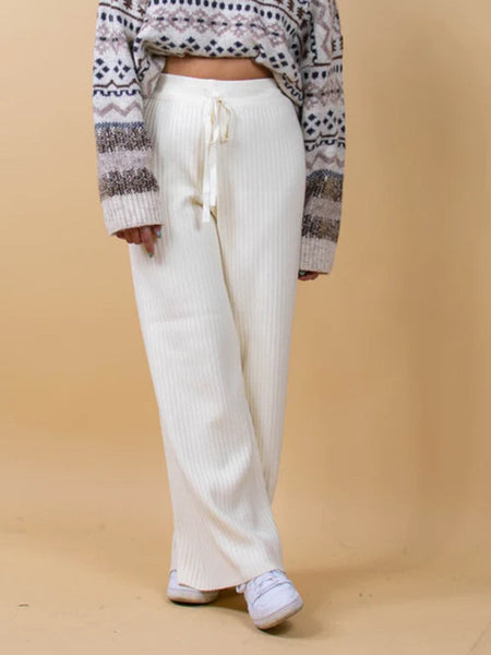 Ribbed Wide Leg Sweater Pants - S. M. & Co.