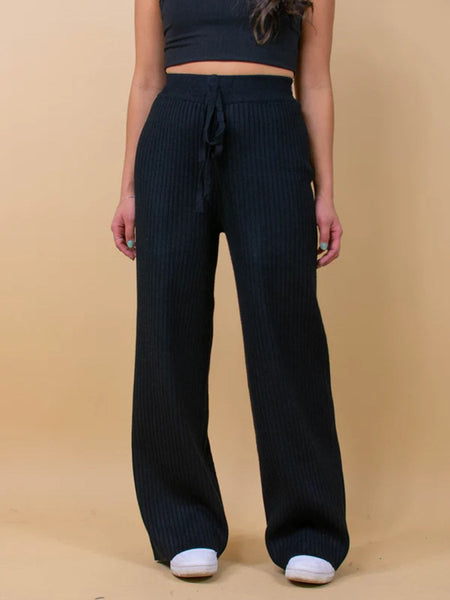 Ribbed Wide Leg Sweater Pants - S. M. & Co.