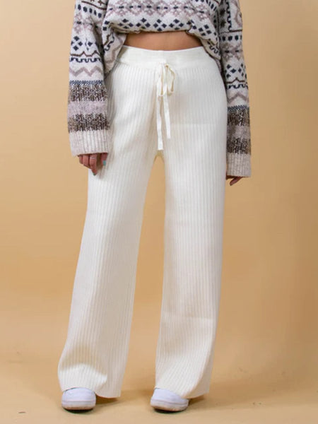 Ribbed Wide Leg Sweater Pants - S. M. & Co.