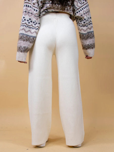 Ribbed Wide Leg Sweater Pants - S. M. & Co.