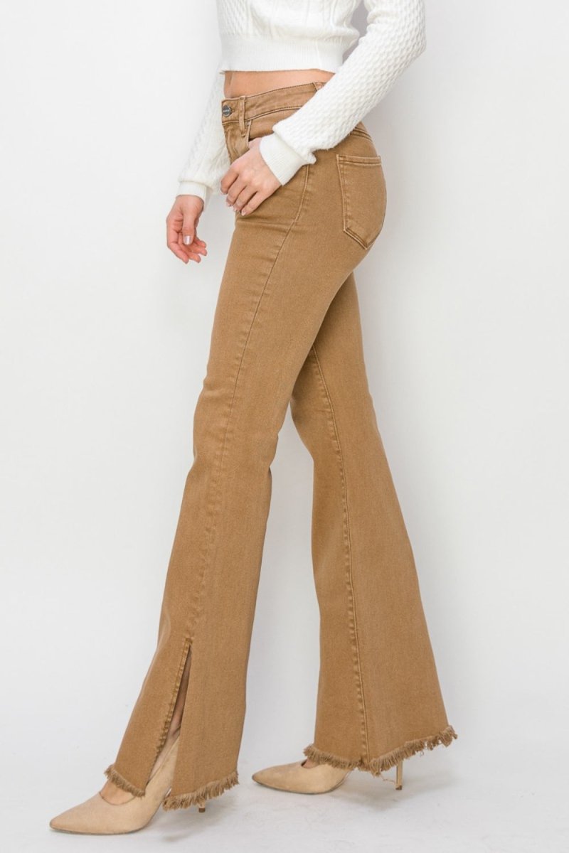 RISEN Bailey Full Size High Waist Side Slit Flare Jeans - S. M. & Co.