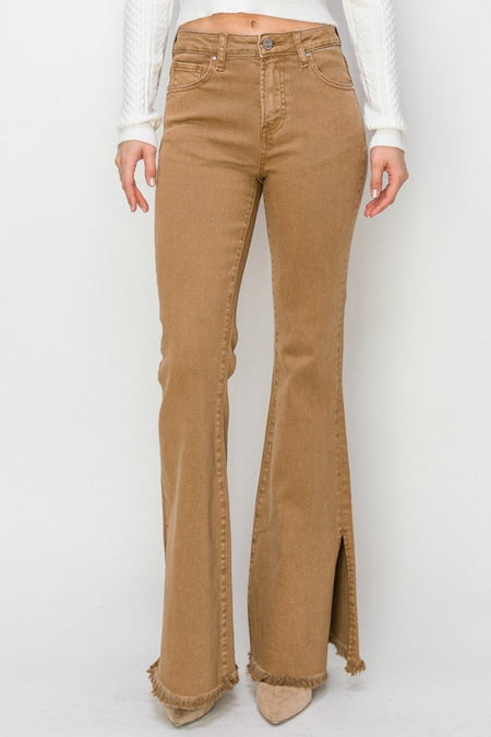 RISEN Bailey Full Size High Waist Side Slit Flare Jeans - S. M. & Co.