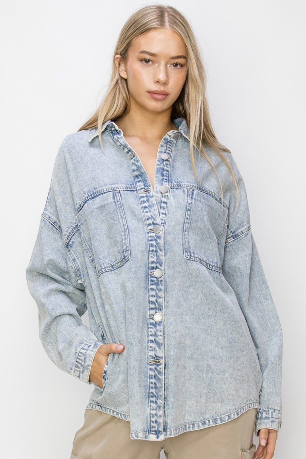 RISEN Button Up Long Sleeve Shacket - AnAs Market