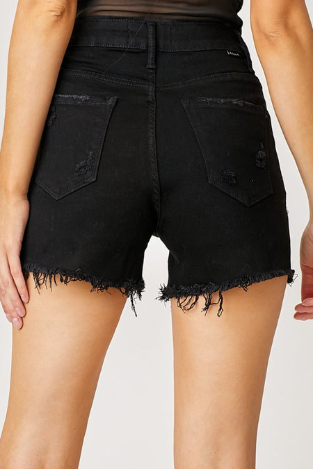 RISEN Frayed Hem Denim Shorts with Fringe Detail Pockets - S. M. & Co.