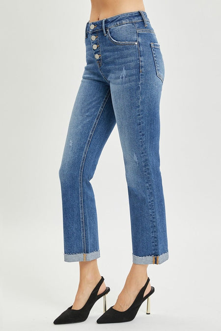 RISEN Full Size Button Fly Cropped Bootcut Jeans - AnAs Market