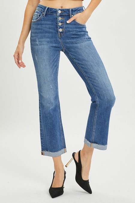 RISEN Full Size Button Fly Cropped Bootcut Jeans - AnAs Market