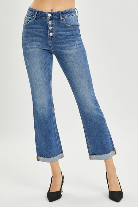 RISEN Full Size Button Fly Cropped Bootcut Jeans - AnAs Market