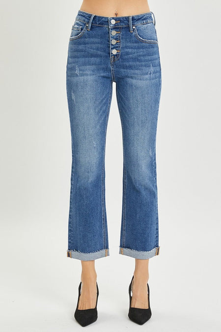 RISEN Full Size Button Fly Cropped Bootcut Jeans - AnAs Market