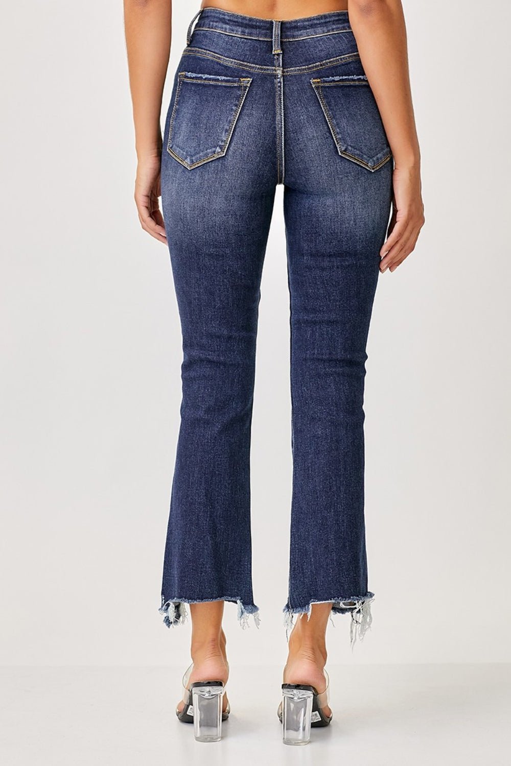 Risen Full Size Frayed Hem Cropped Straight Jeans - S. M. & Co.