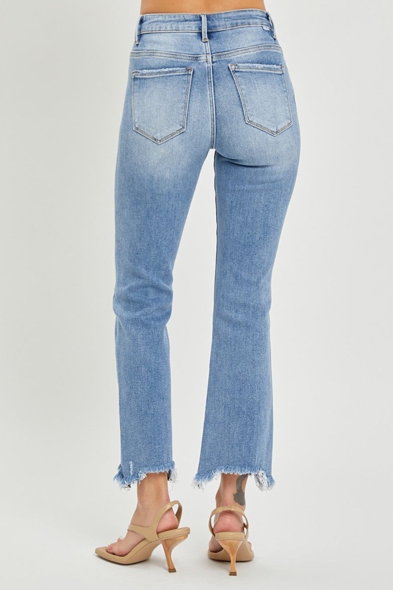 RISEN Full Size Frayed Hem Cropped Straight Jeans - S. M. & Co.