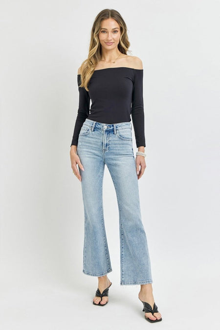 RISEN Full Size High Rise Ankle Flare Jeans - S. M. & Co.