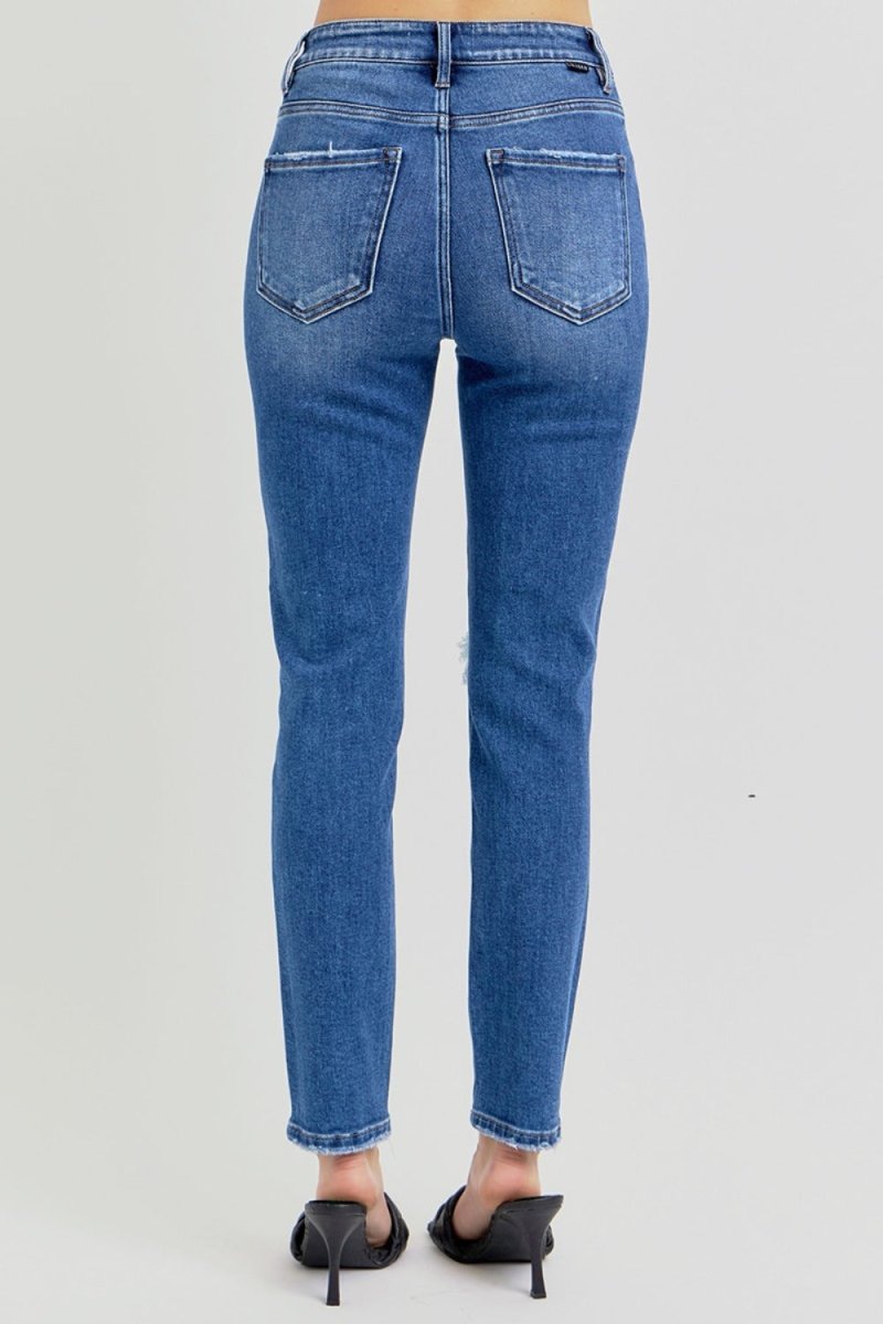 RISEN Full Size High Rise Ankle Skinny Knee Distressed Jeans - S. M. & Co.