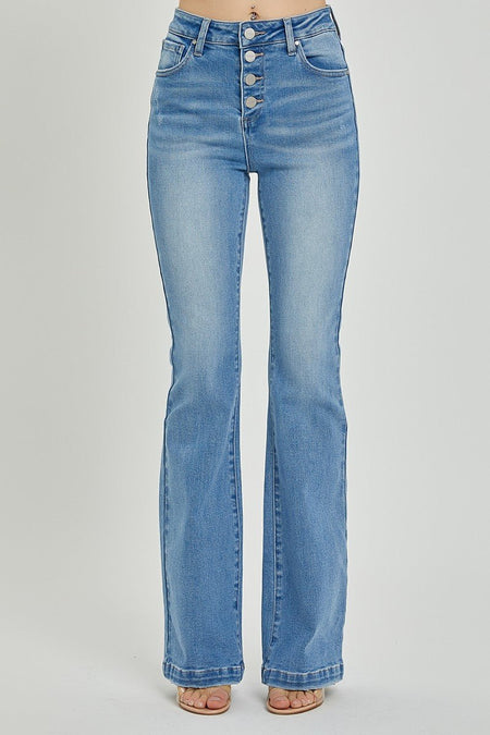 RISEN Full Size High Rise Button Fly Bootcut Jeans - S. M. & Co.