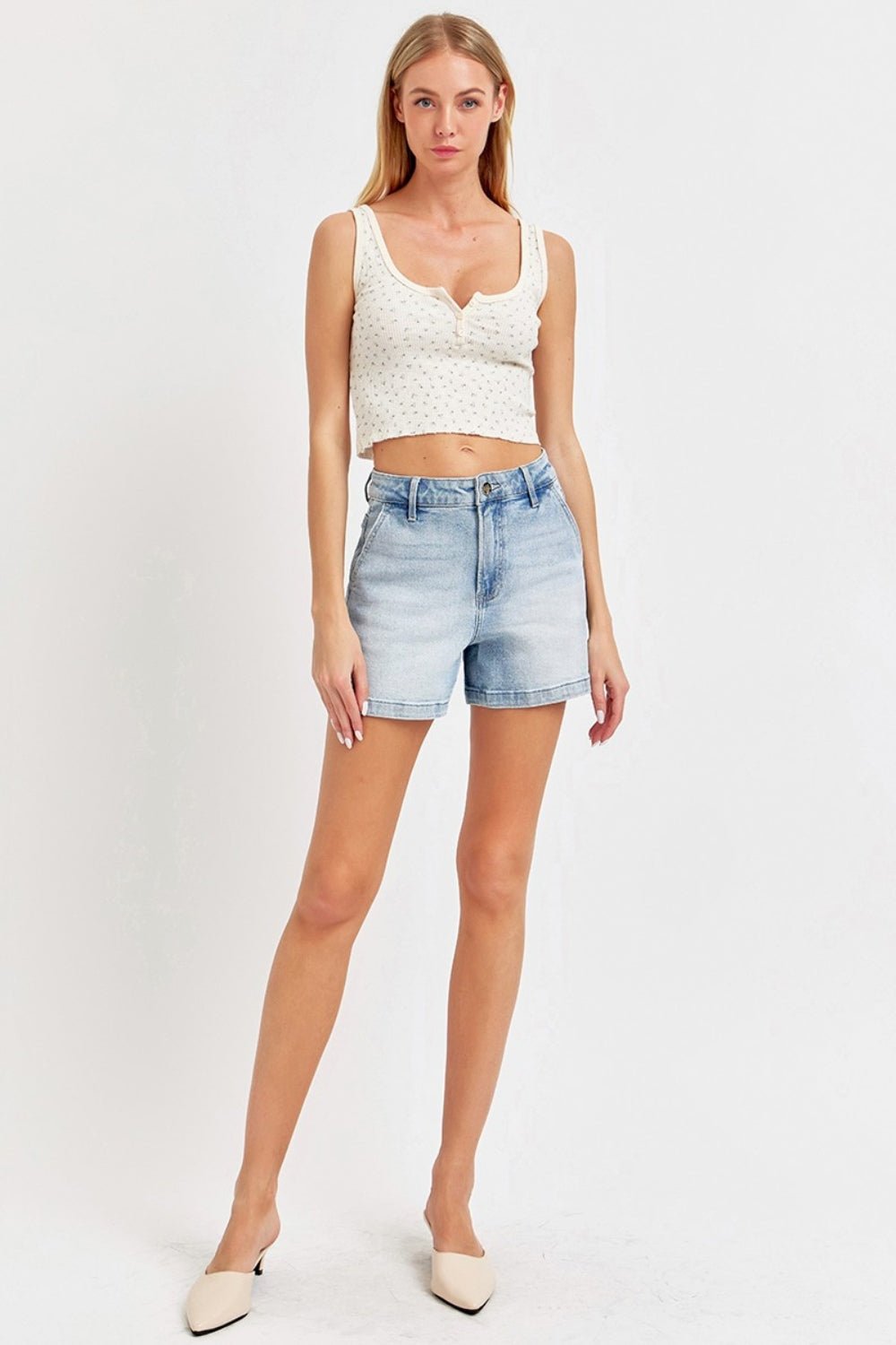 Risen Full Size High Rise Denim Shorts - S. M. & Co.