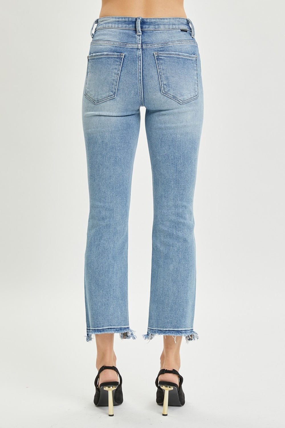 RISEN Full Size High Rise Distressed Cropped Straight Jeans - S. M. & Co.