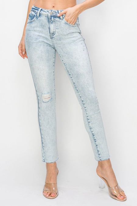 Risen Full Size High Rise Distressed Skinny Jeans - S. M. & Co.