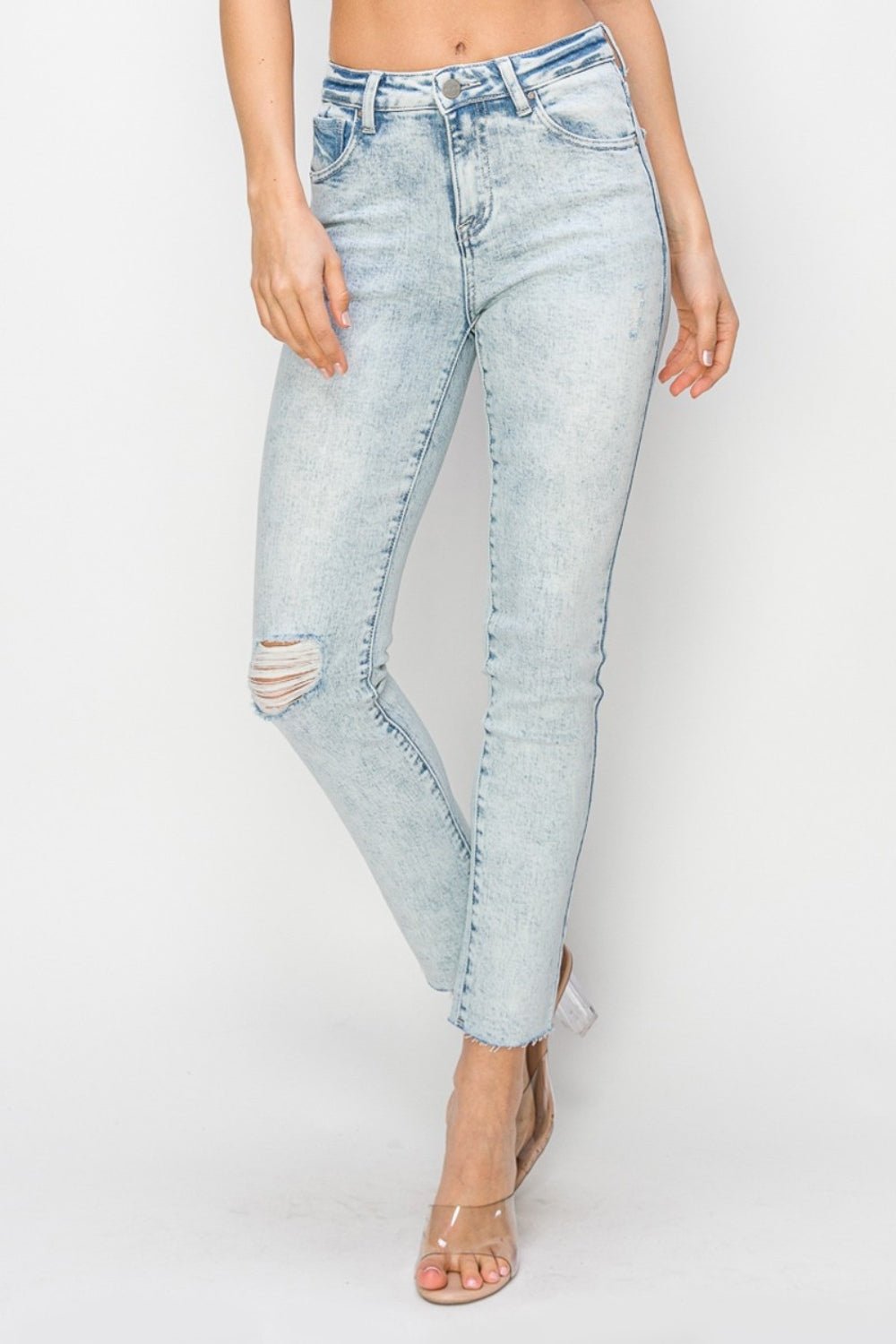 Risen Full Size High Rise Distressed Skinny Jeans - S. M. & Co.